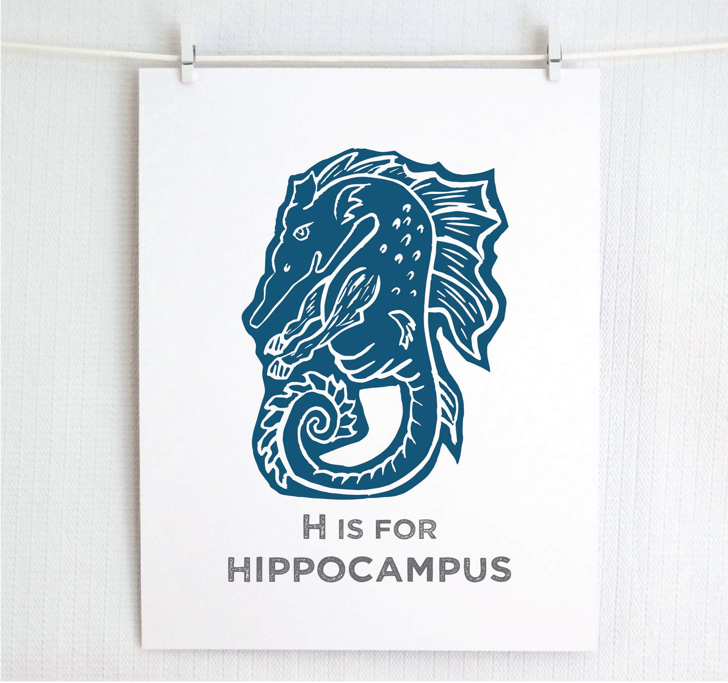 H is for Hippocampus Illustrated Print
