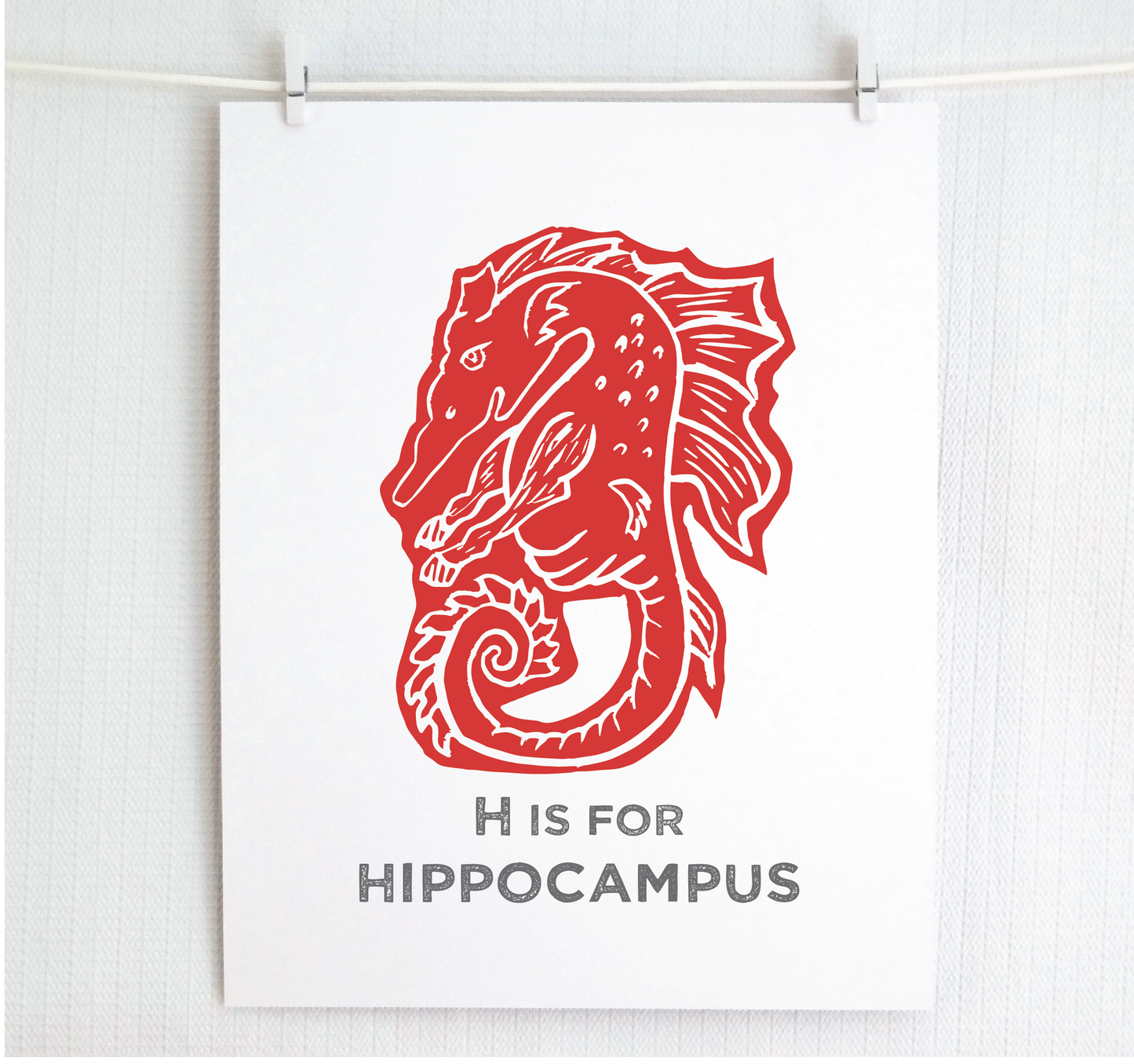 H is for Hippocampus Illustrated Print