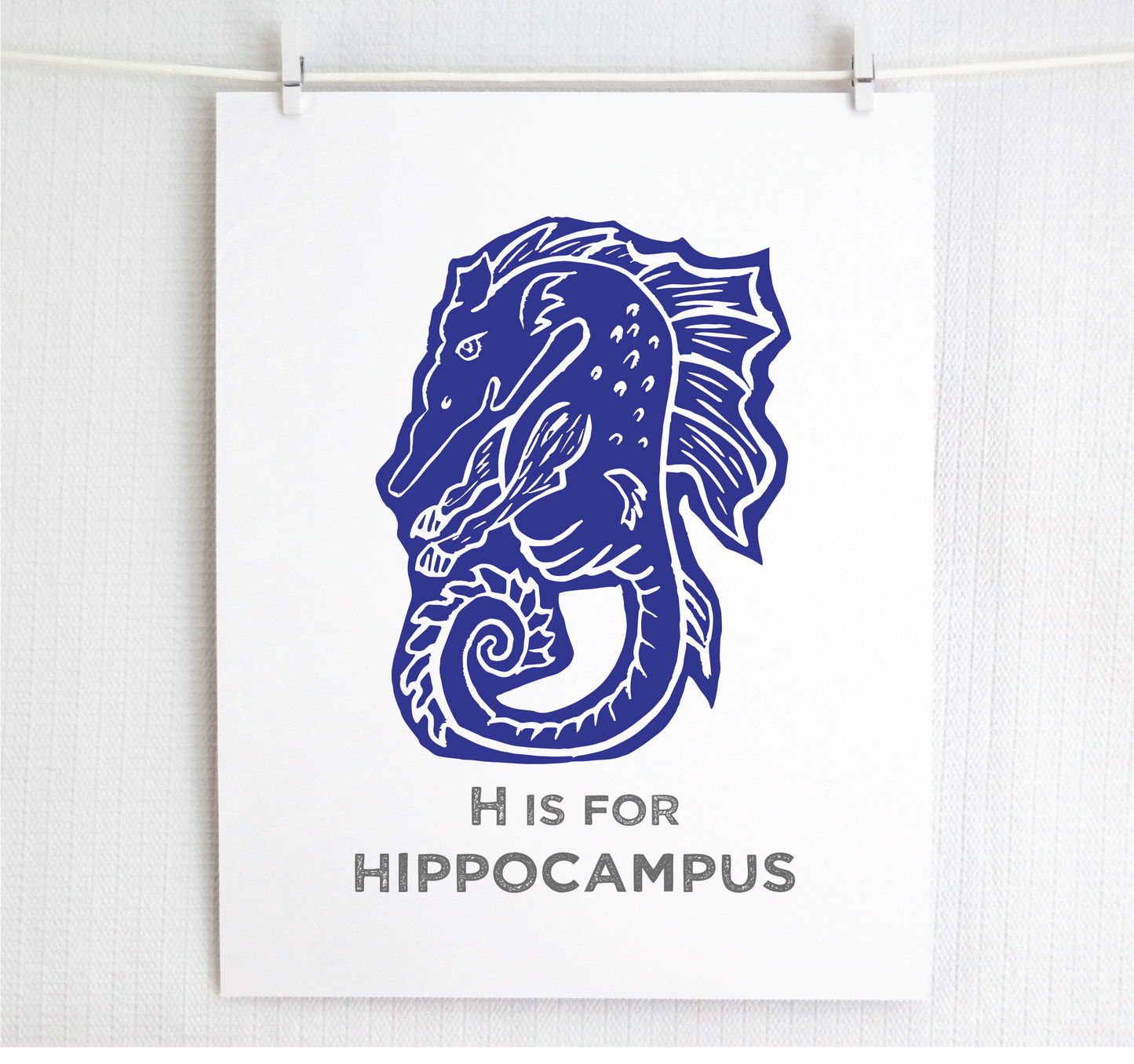 H is for Hippocampus Illustrated Print