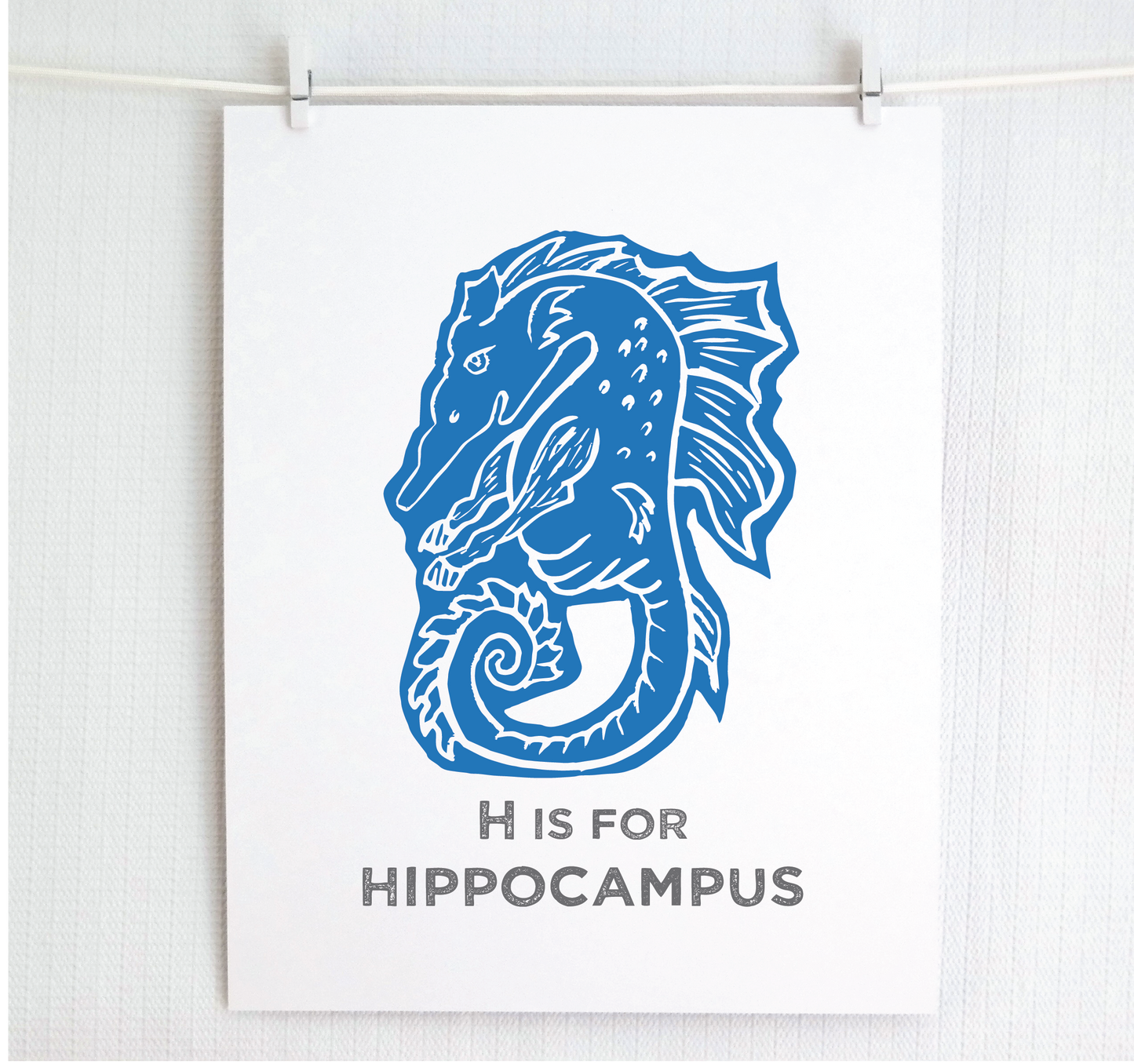 H is for Hippocampus Illustrated Print