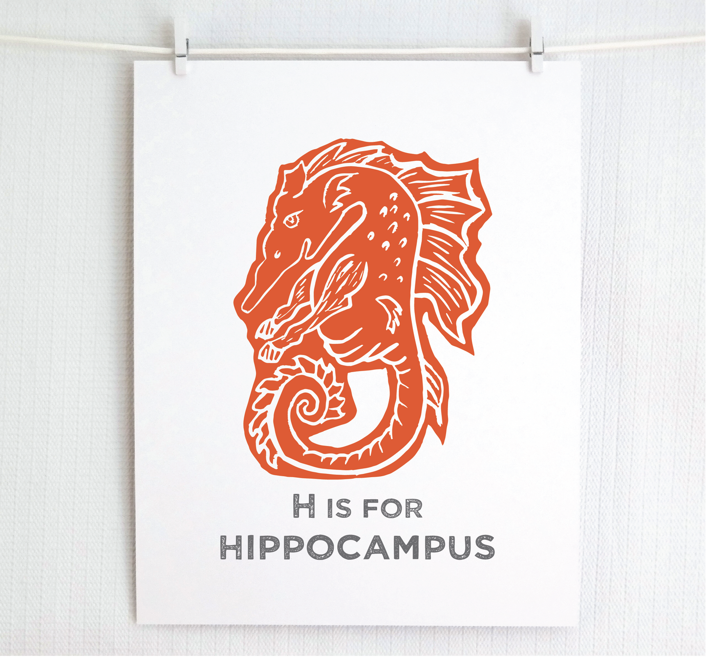 H is for Hippocampus Illustrated Print