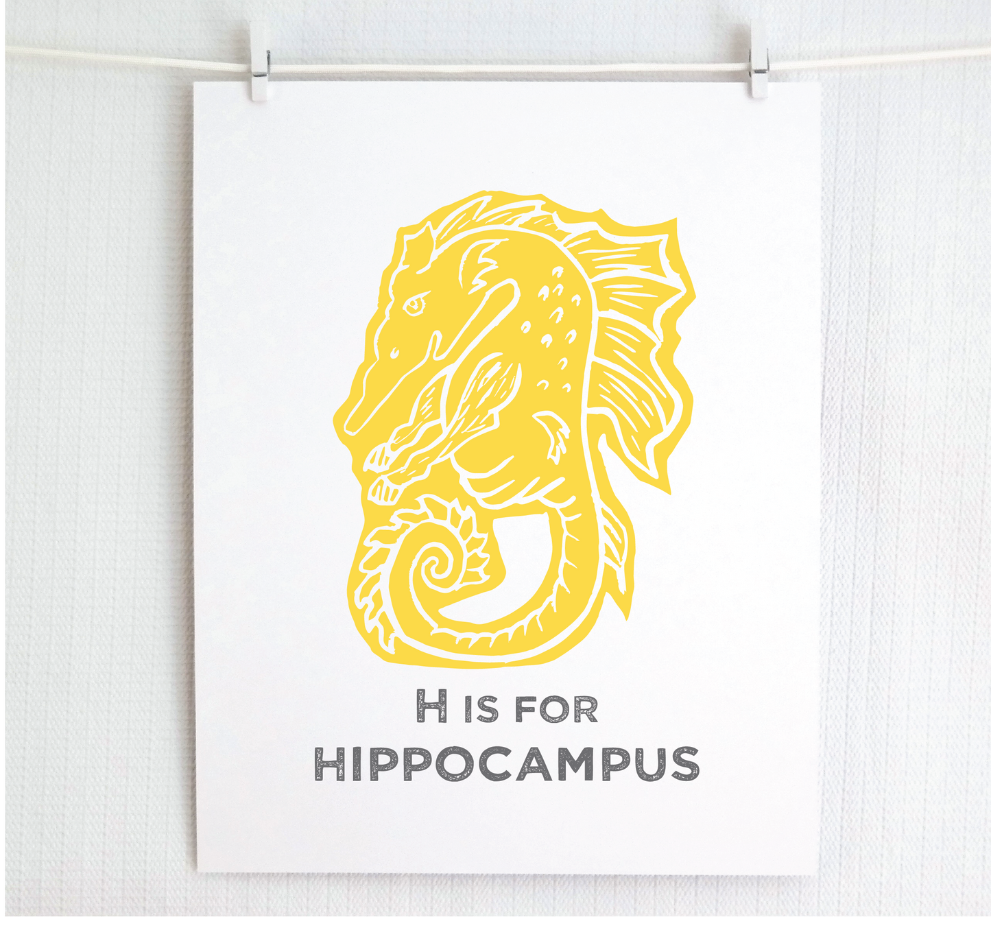 H is for Hippocampus Illustrated Print