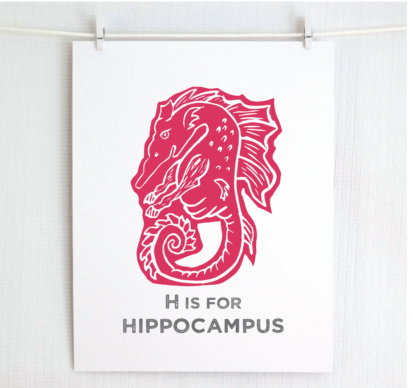 H is for Hippocampus Illustrated Print