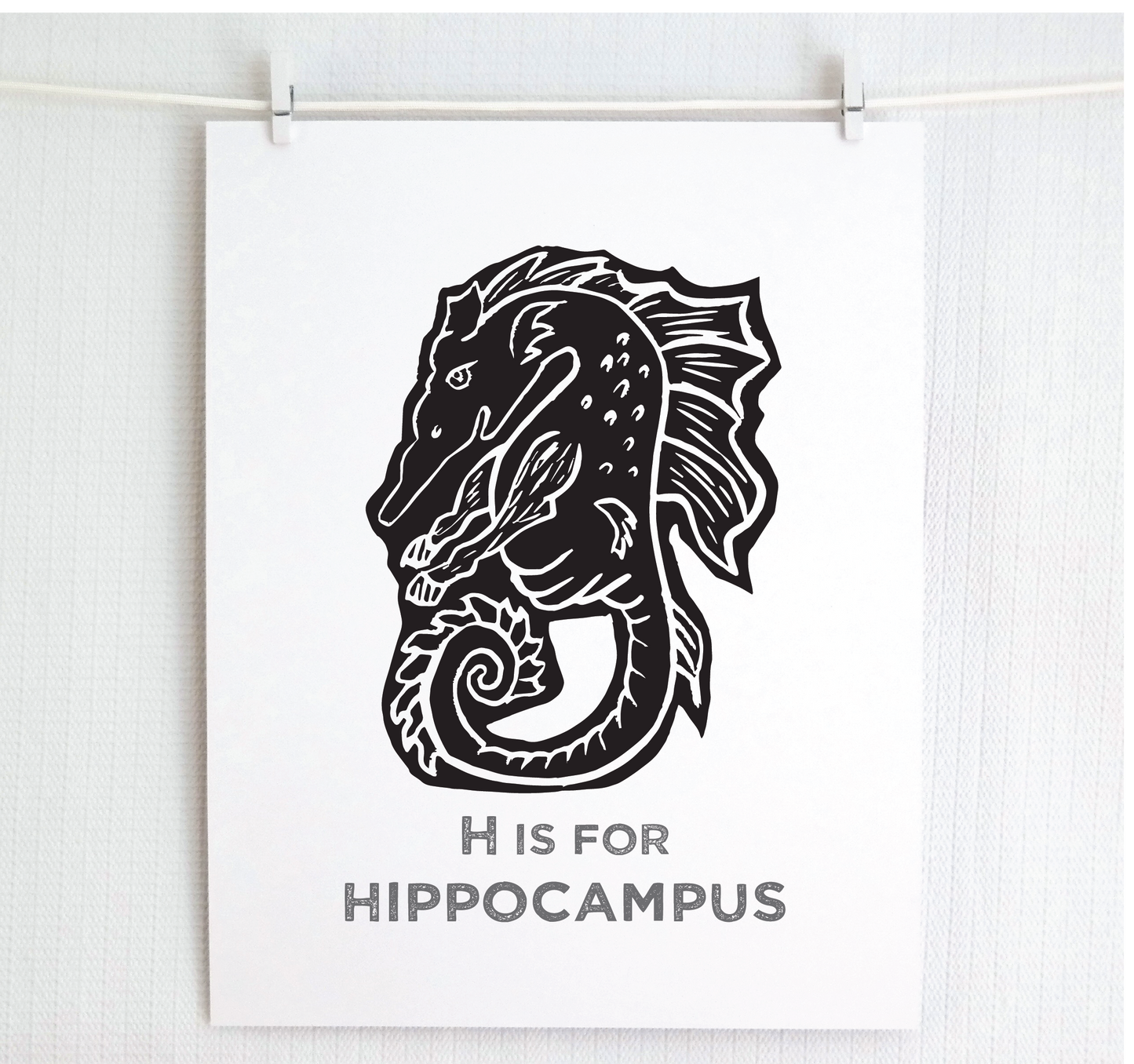 H is for Hippocampus Illustrated Print