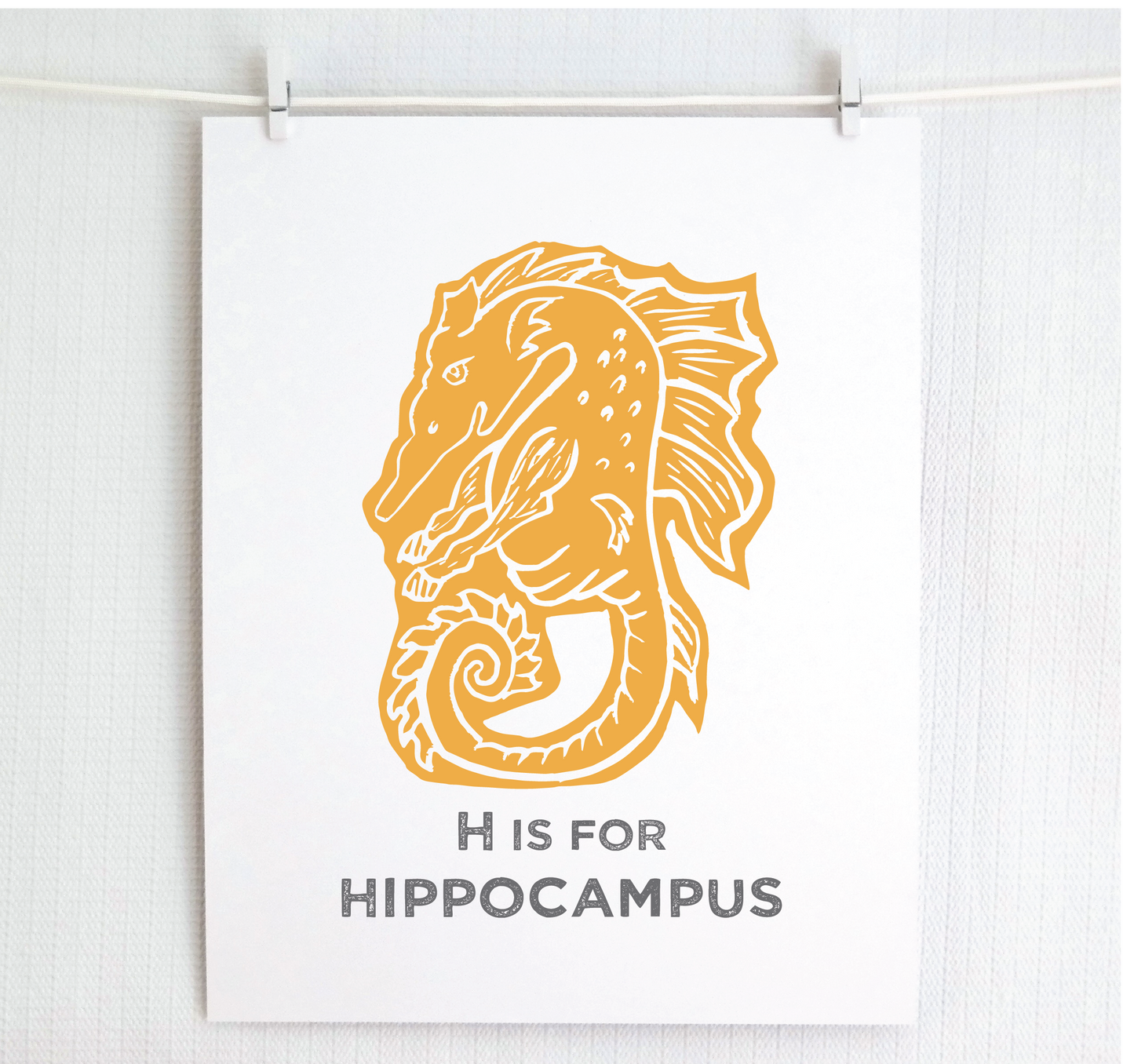 H is for Hippocampus Illustrated Print