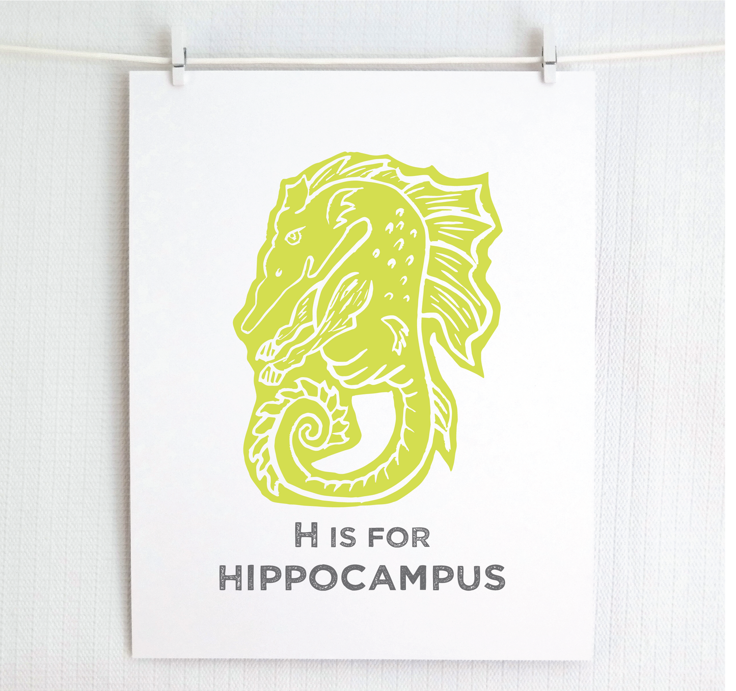 H is for Hippocampus Illustrated Print