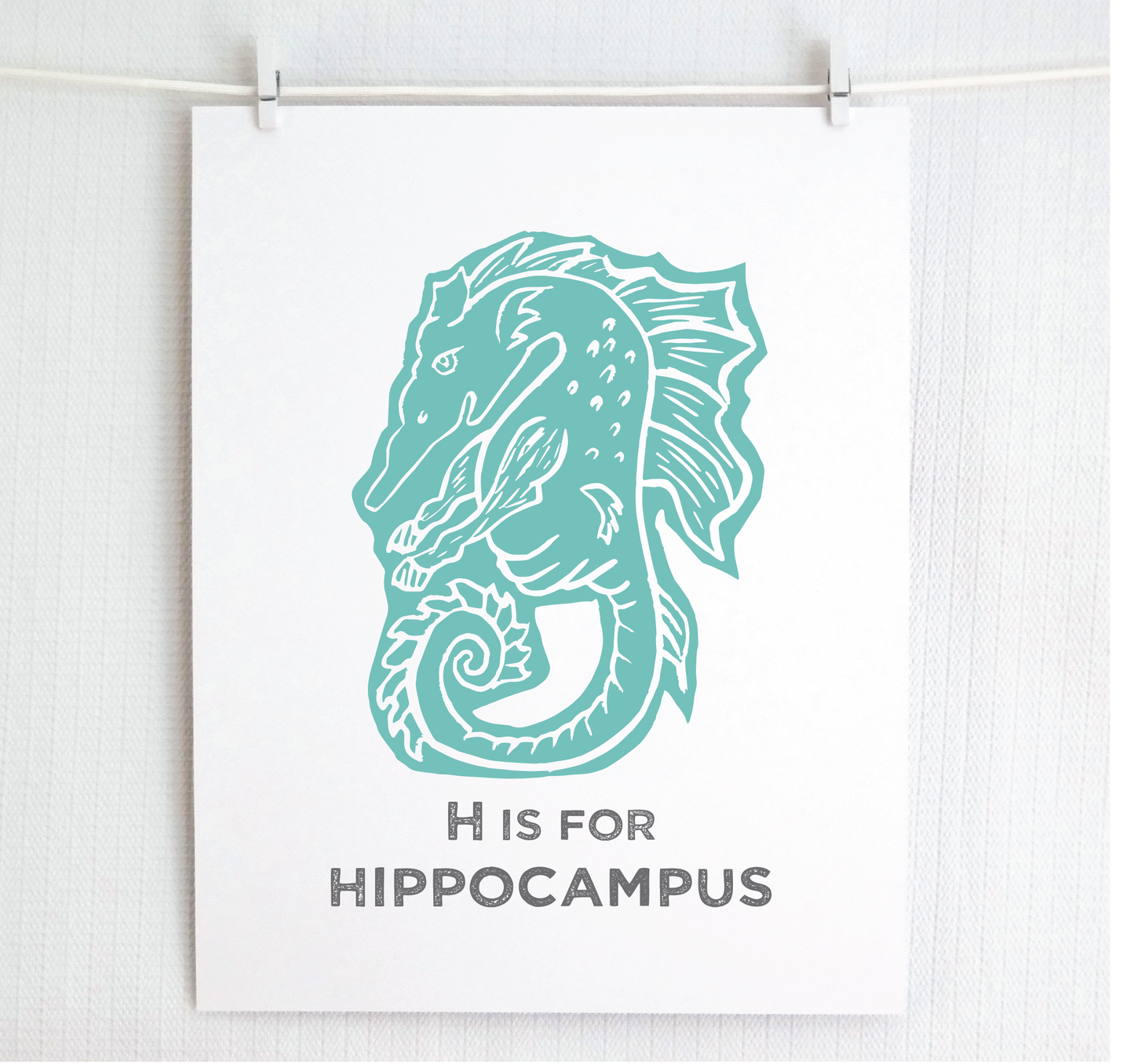 H is for Hippocampus Illustrated Print