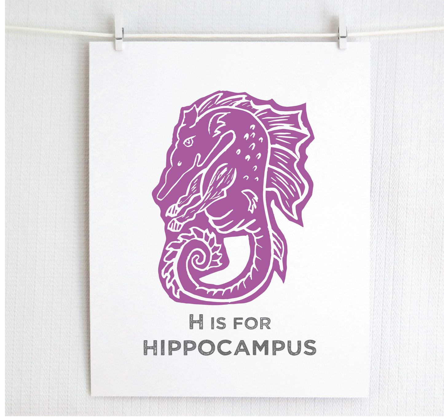 H is for Hippocampus Illustrated Print