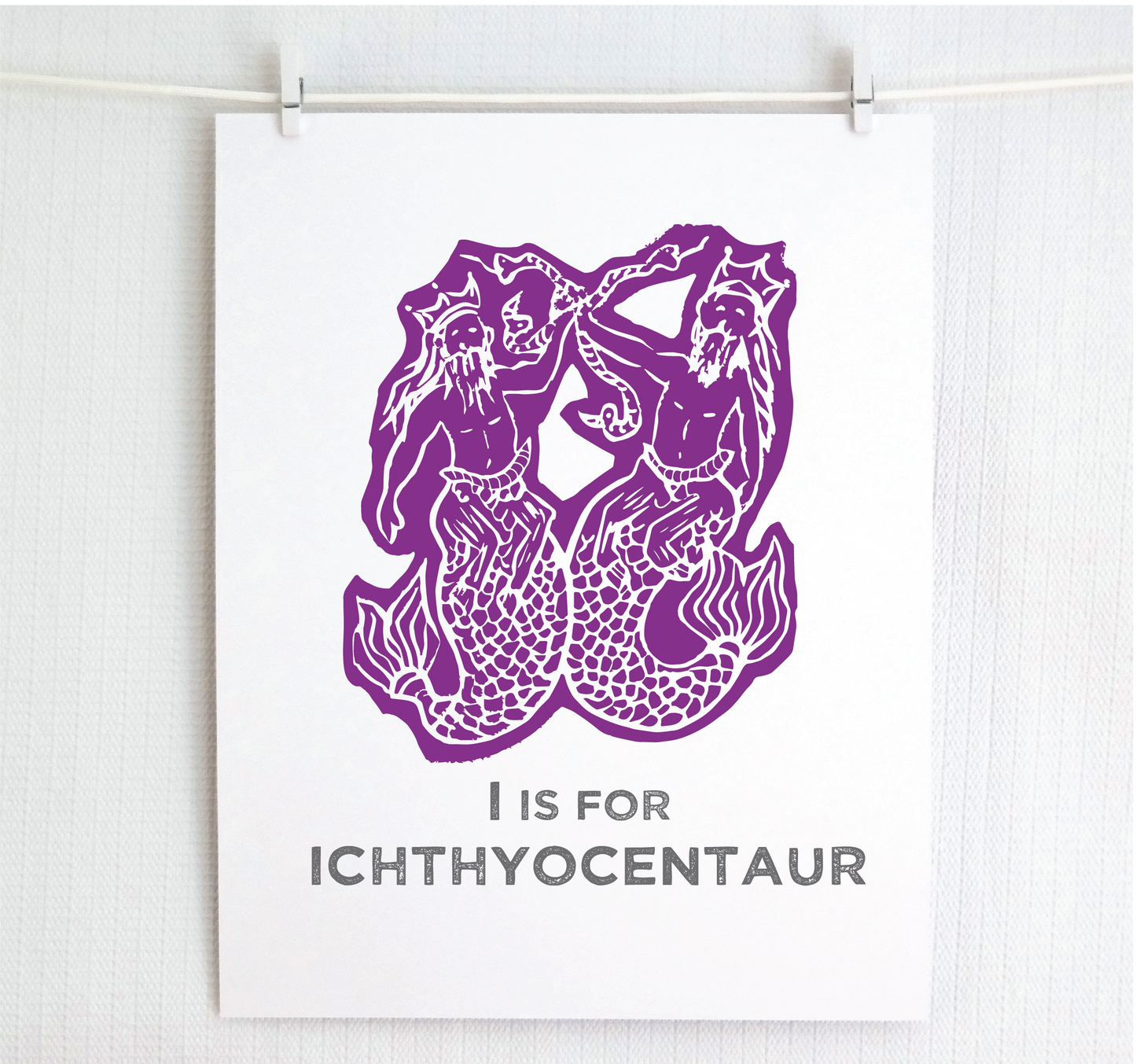 I is for Ichthyocentaur Illustrated Print