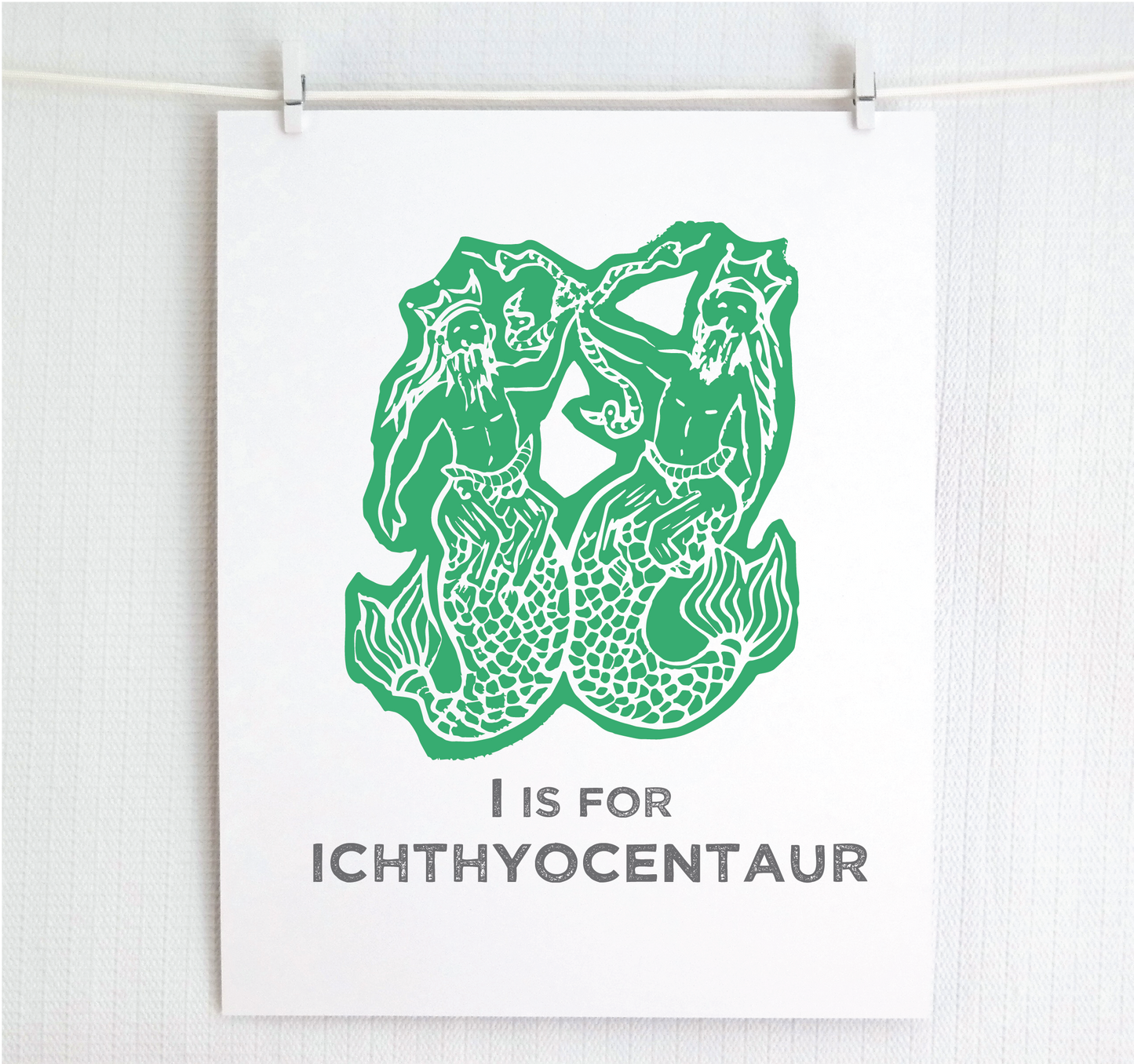 I is for Ichthyocentaur Illustrated Print