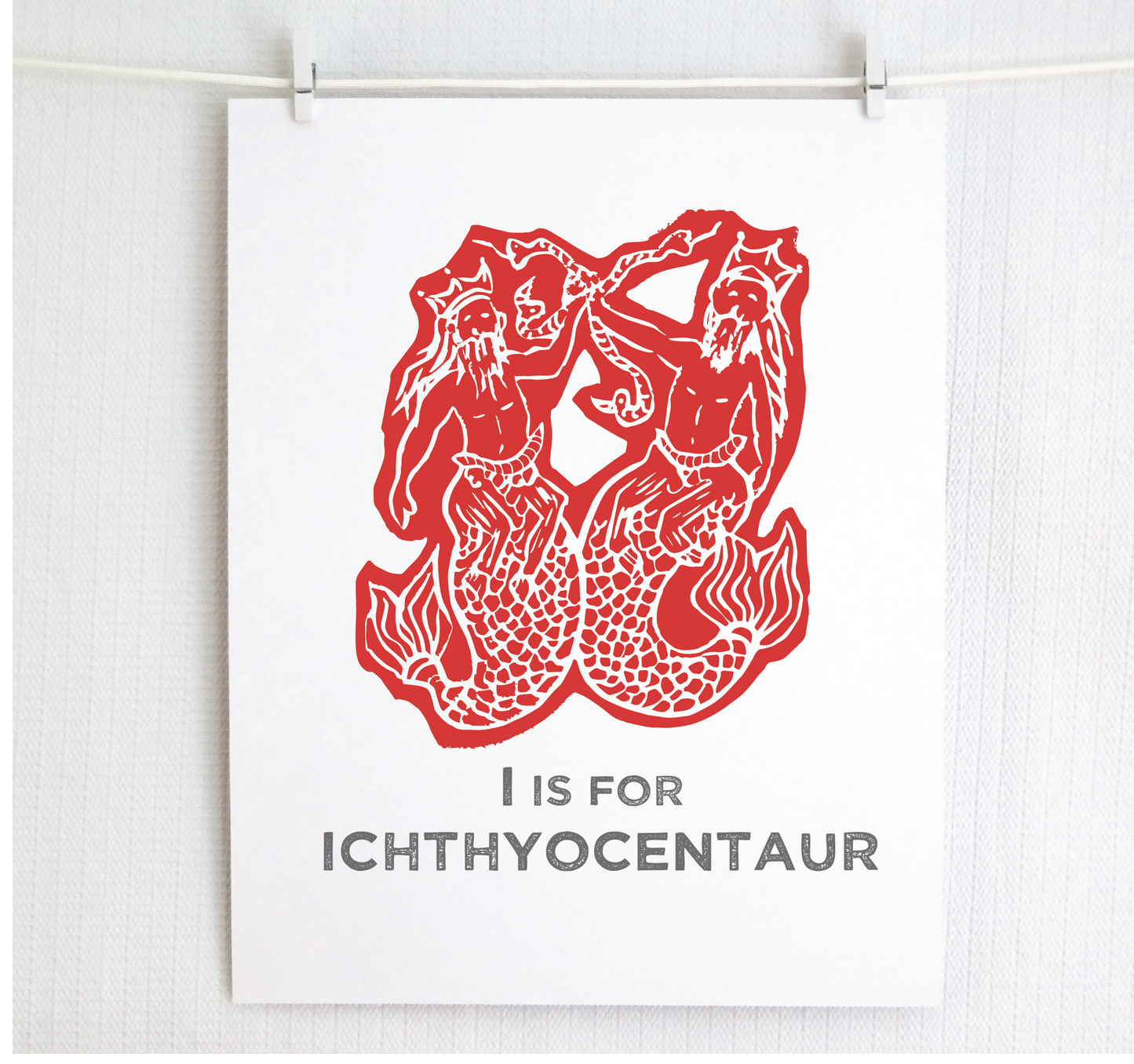 I is for Ichthyocentaur Illustrated Print