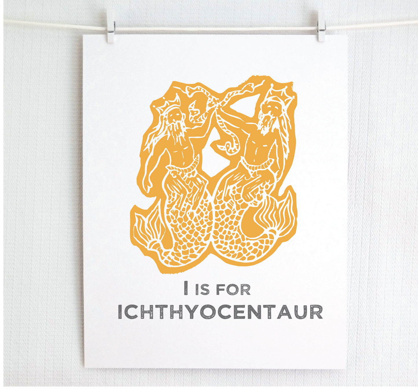 I is for Ichthyocentaur Illustrated Print