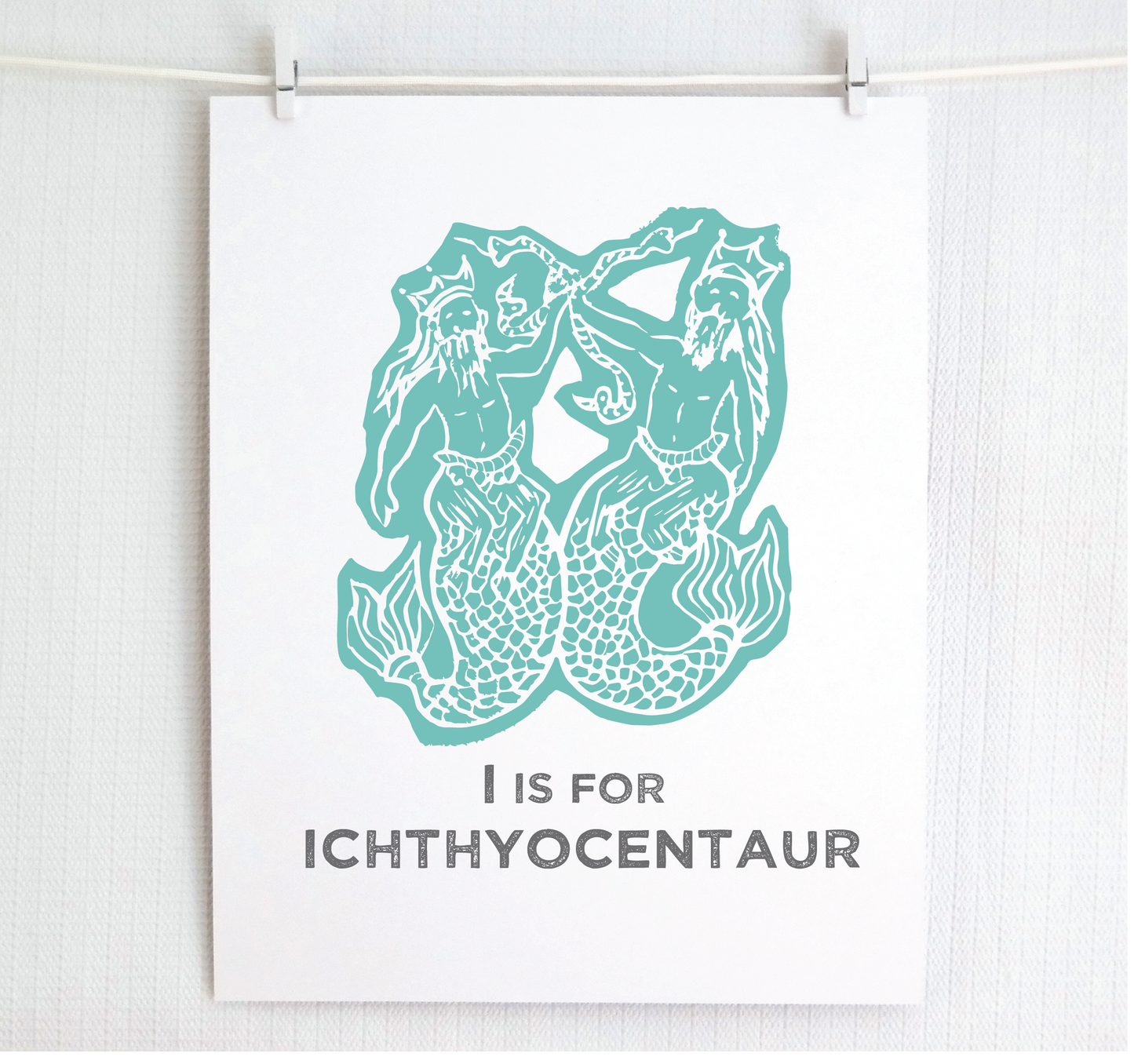 I is for Ichthyocentaur Illustrated Print