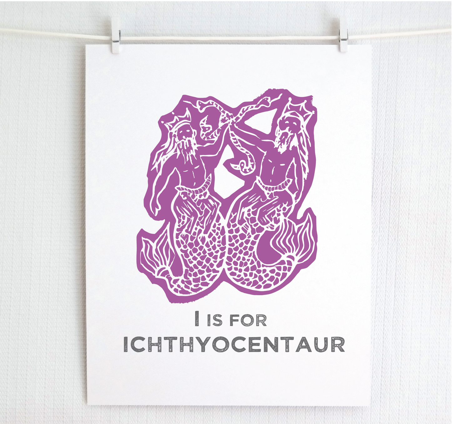 I is for Ichthyocentaur Illustrated Print