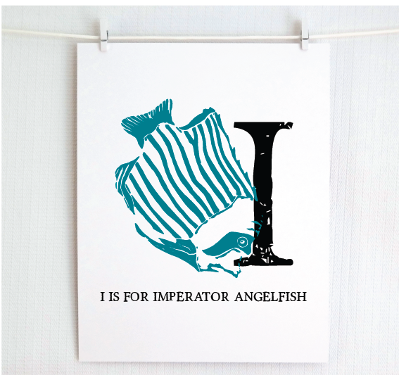 I is for Imperator Angelfish Illustrated Print