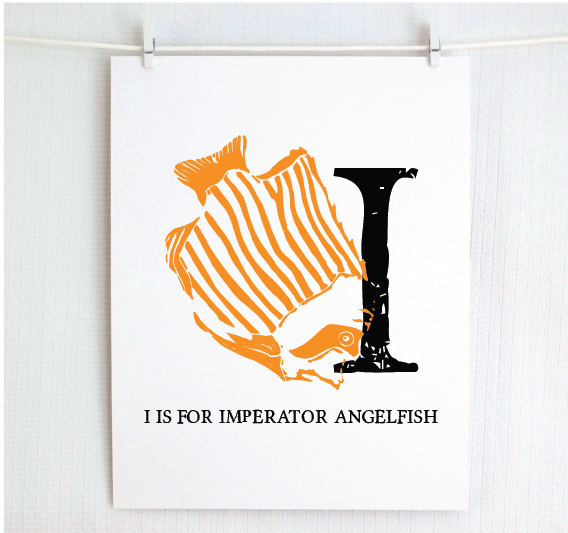 I is for Imperator Angelfish Illustrated Print