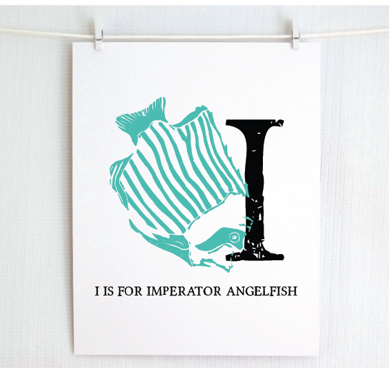 I is for Imperator Angelfish Illustrated Print
