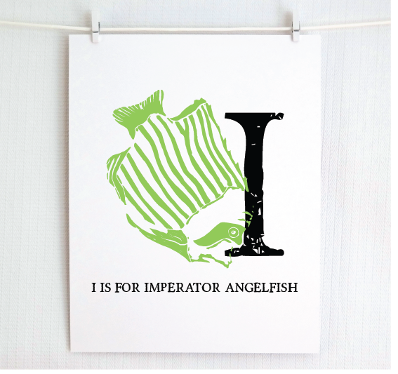 I is for Imperator Angelfish Illustrated Print