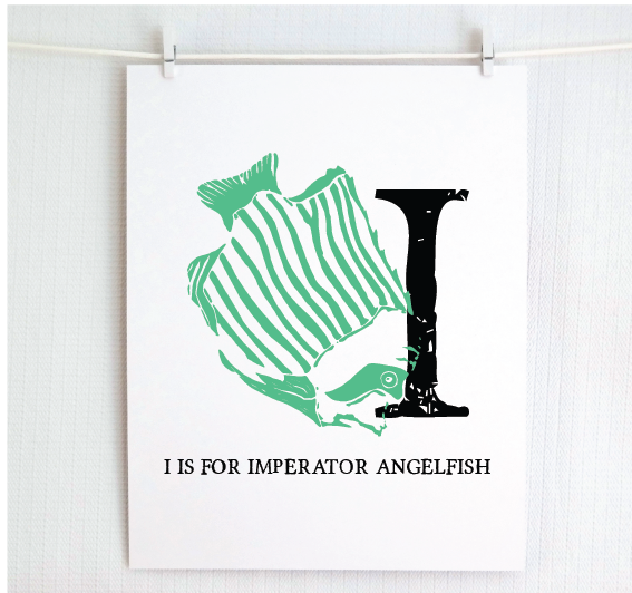 I is for Imperator Angelfish Illustrated Print