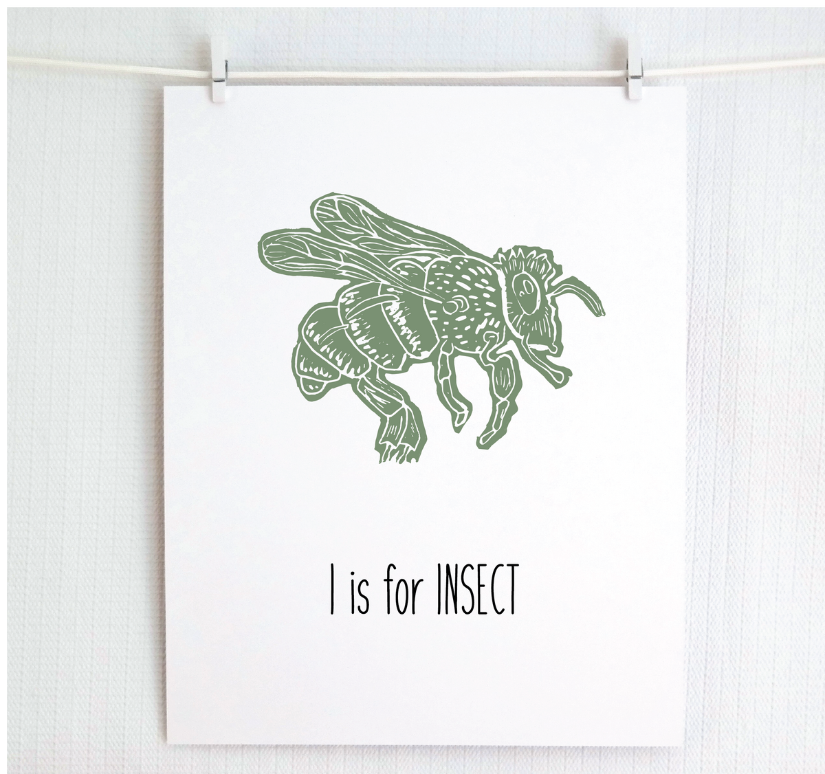 I is for Insect (Bee) Illustrated Print