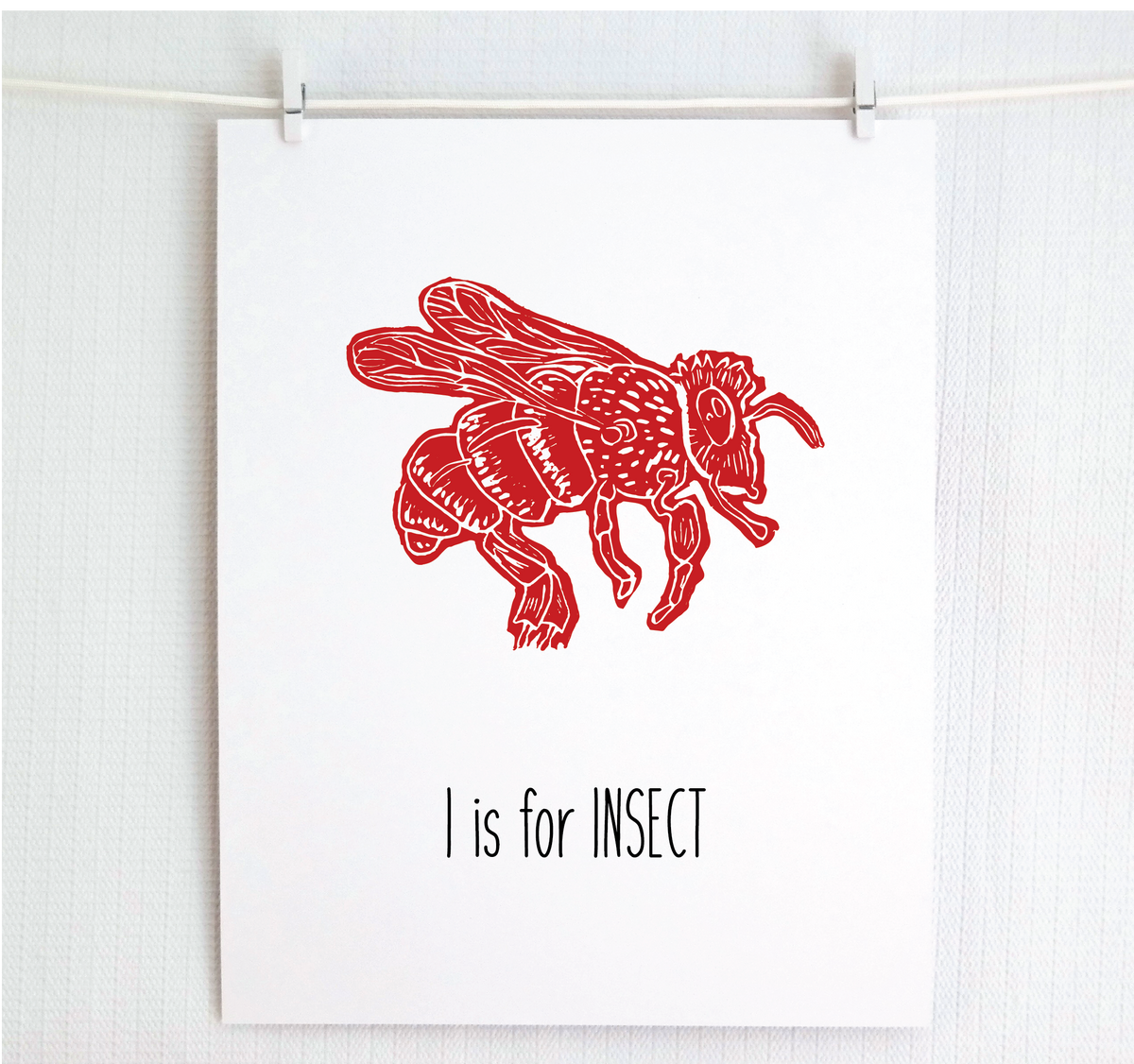 I is for Insect (Bee) Illustrated Print