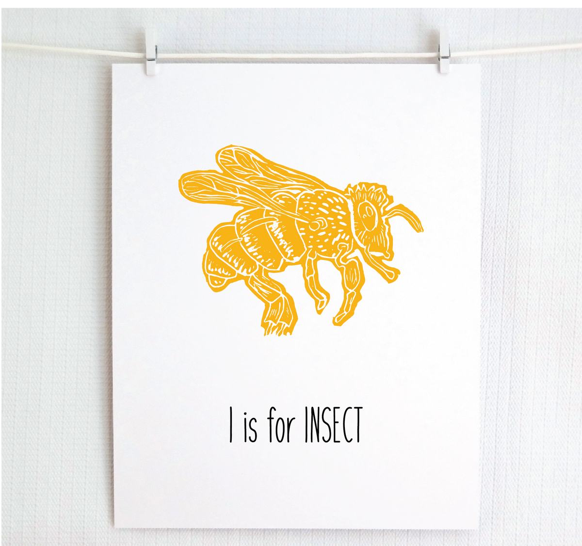 I is for Insect (Bee) Illustrated Print