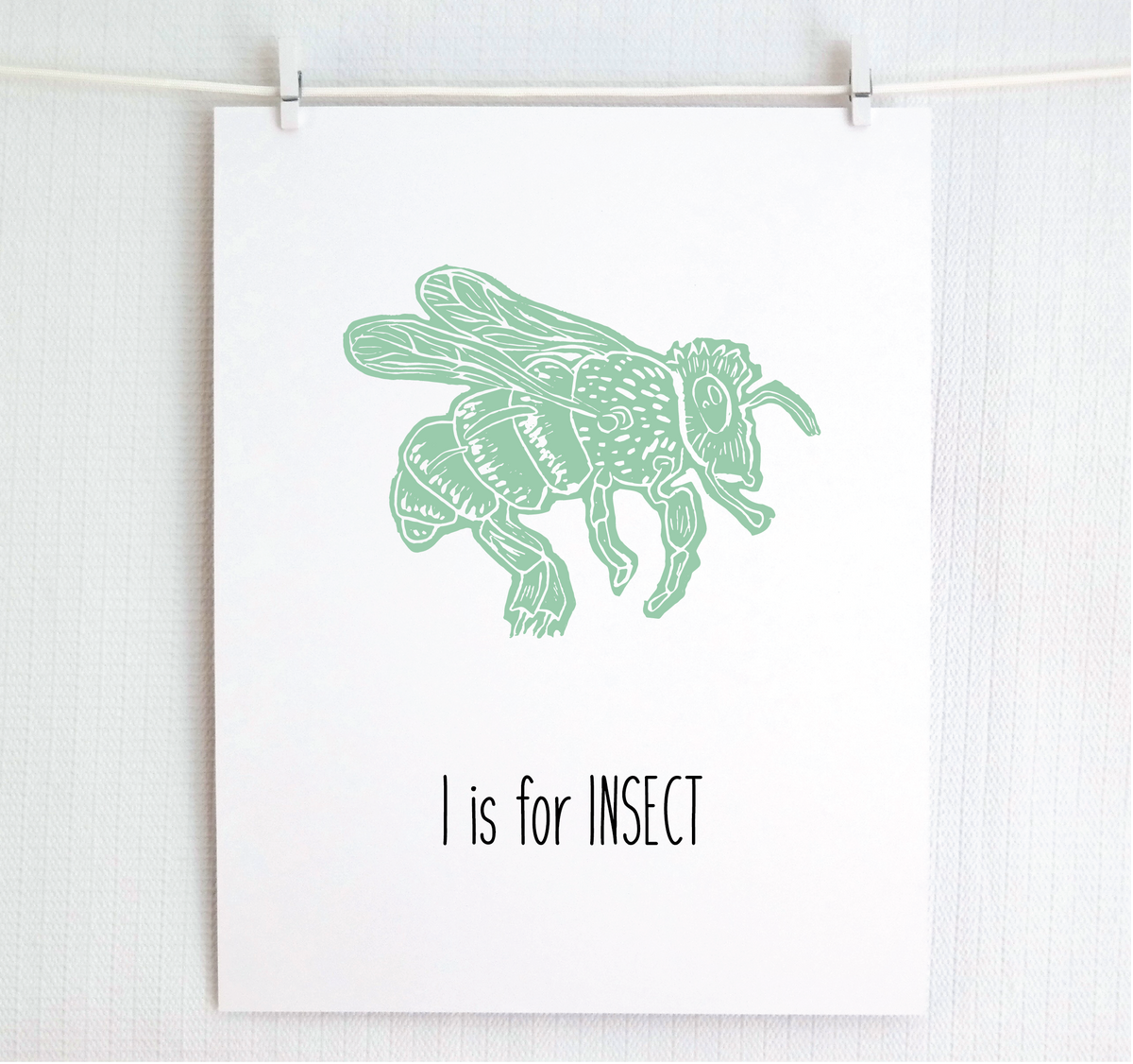I is for Insect (Bee) Illustrated Print