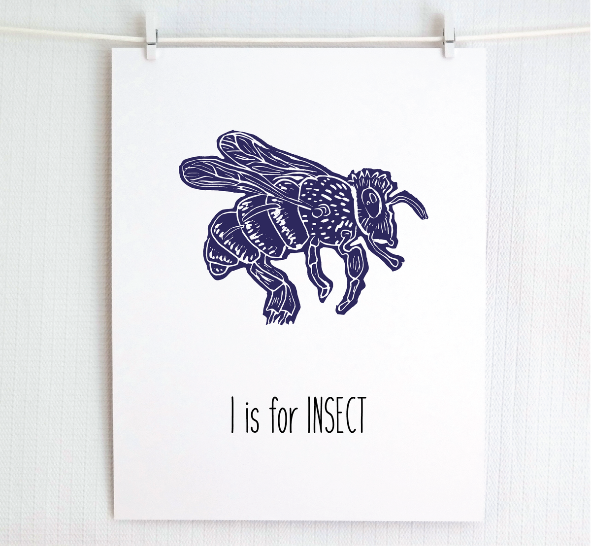 I is for Insect (Bee) Illustrated Print