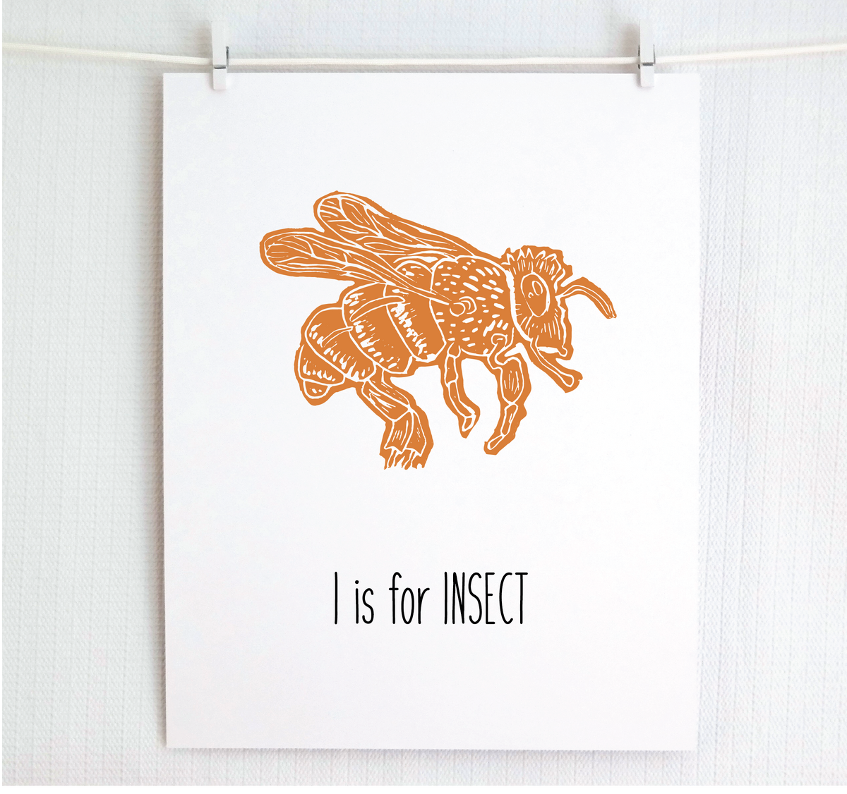 I is for Insect (Bee) Illustrated Print