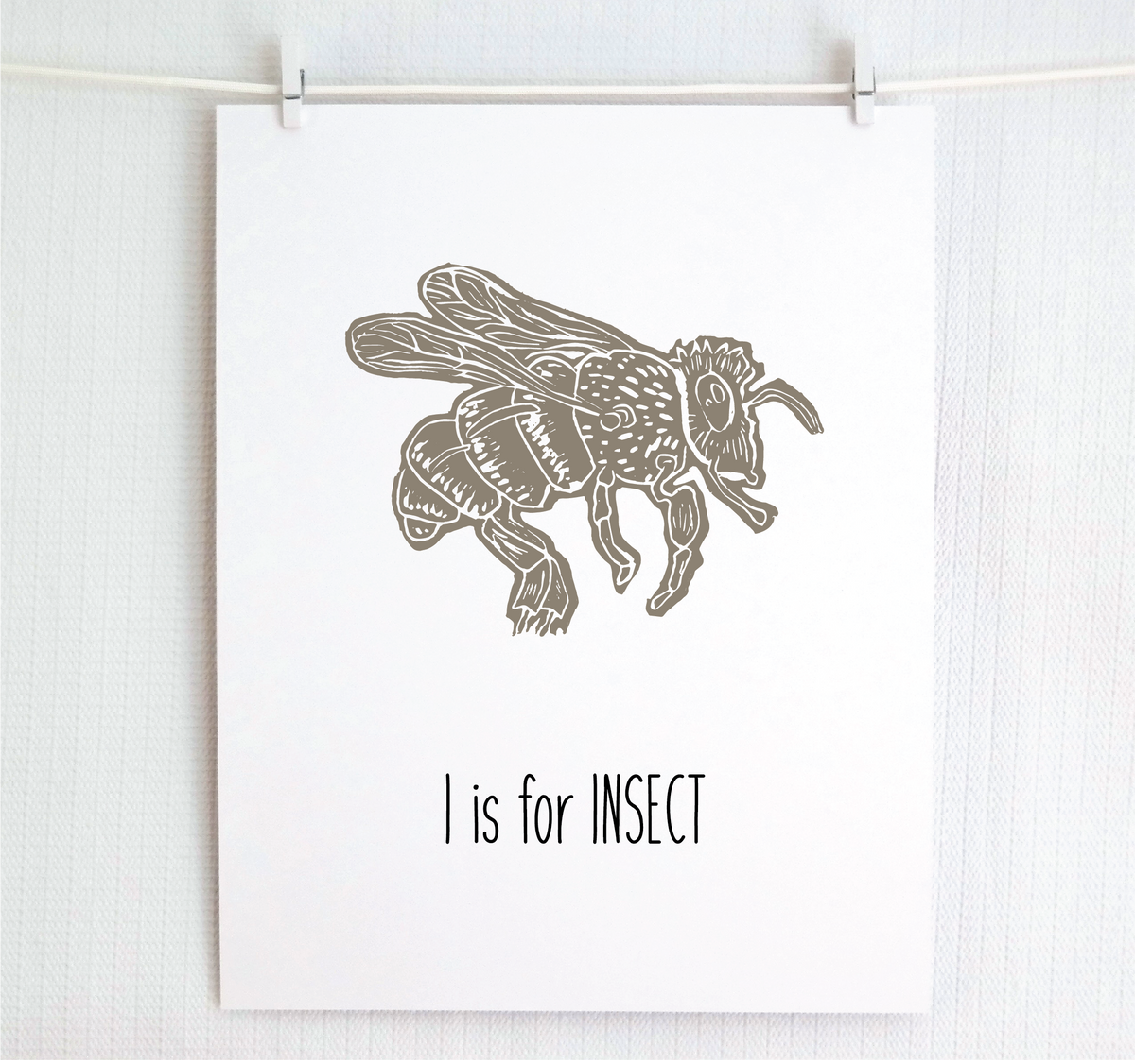 I is for Insect (Bee) Illustrated Print