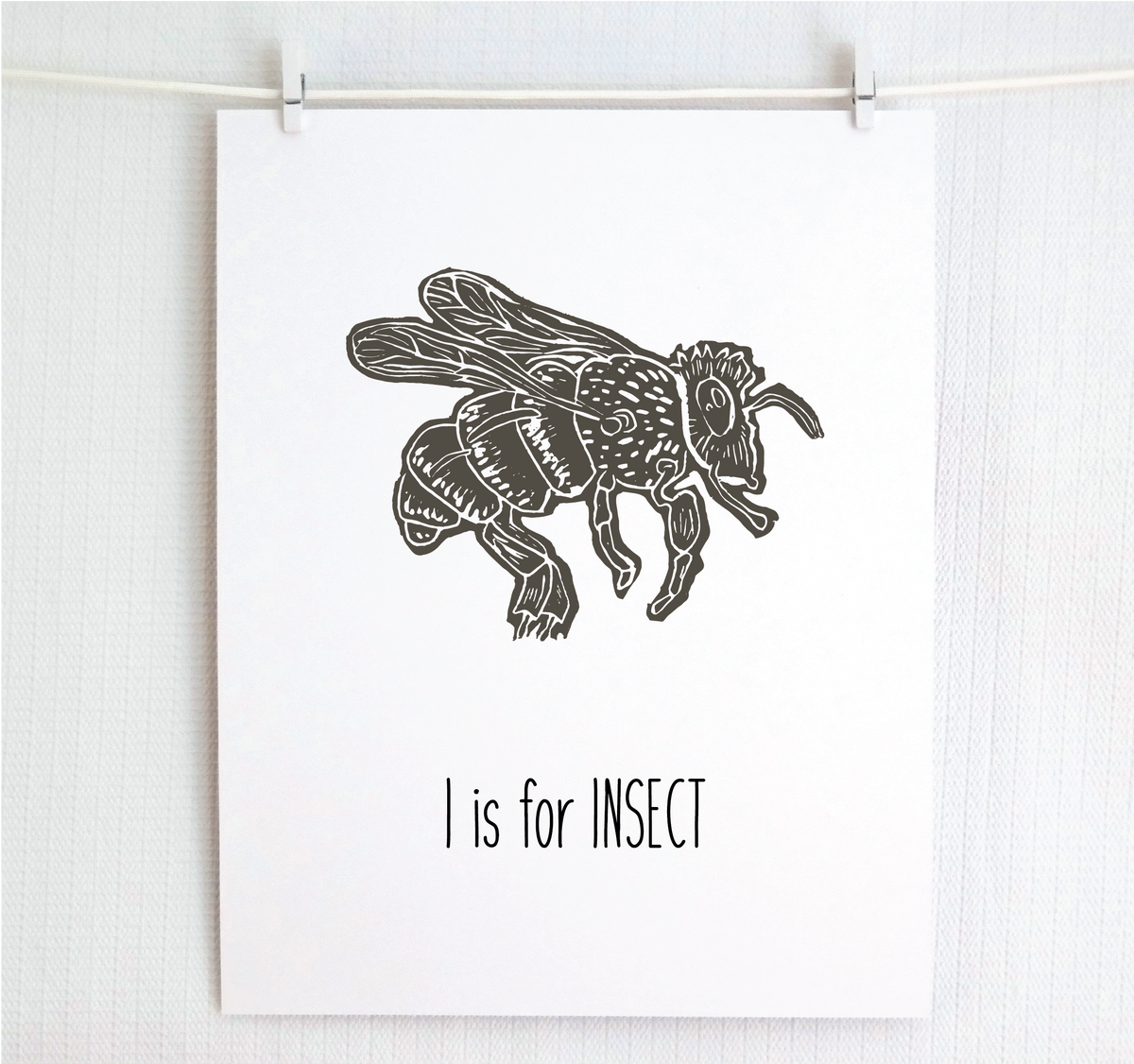 I is for Insect (Bee) Illustrated Print