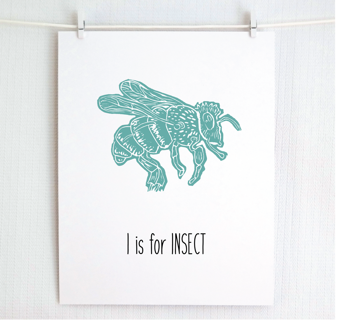 I is for Insect (Bee) Illustrated Print