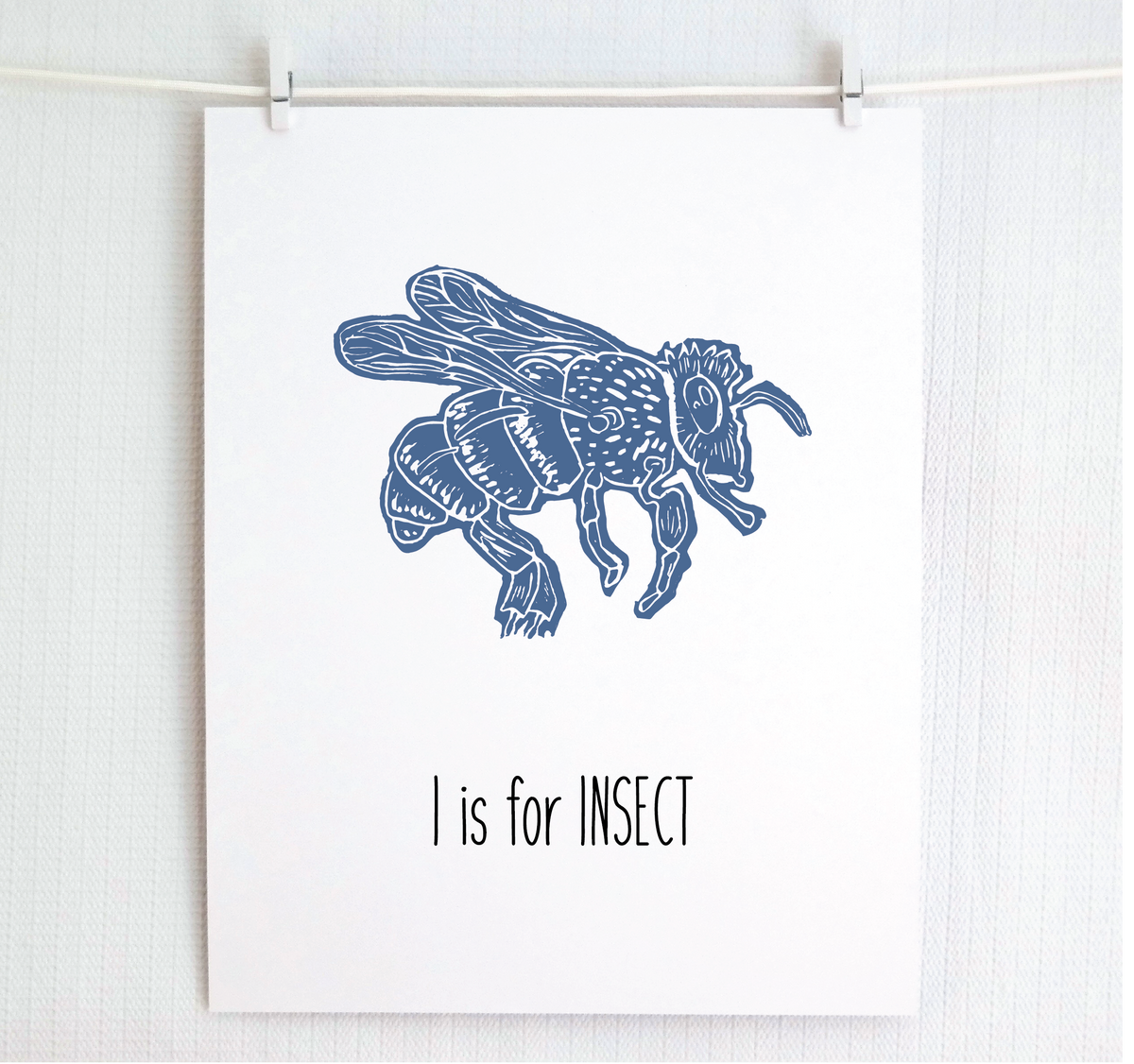 I is for Insect (Bee) Illustrated Print
