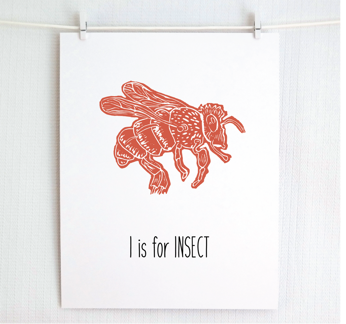 I is for Insect (Bee) Illustrated Print