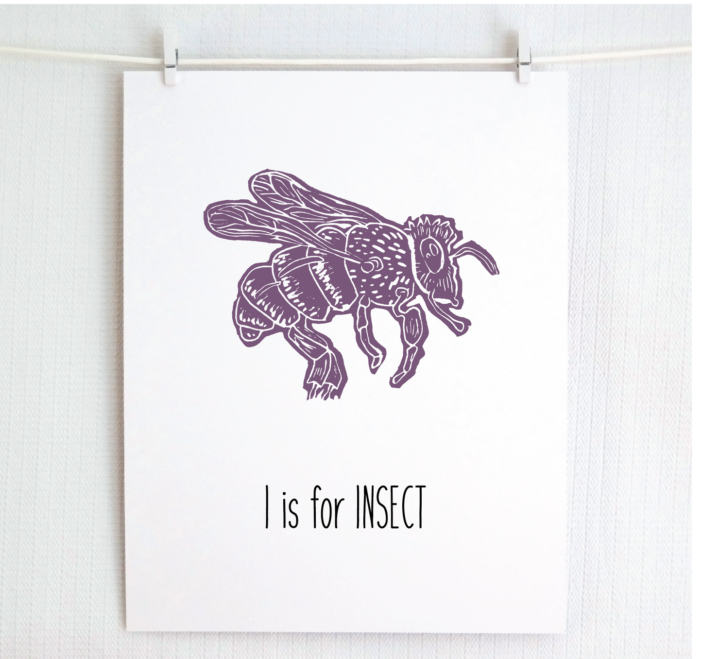 I is for Insect (Bee) Illustrated Print