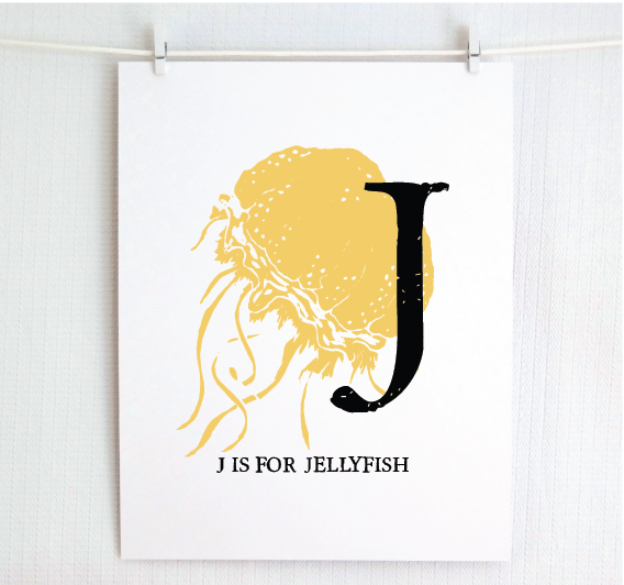 J is for Jellyfish Illustrated Print