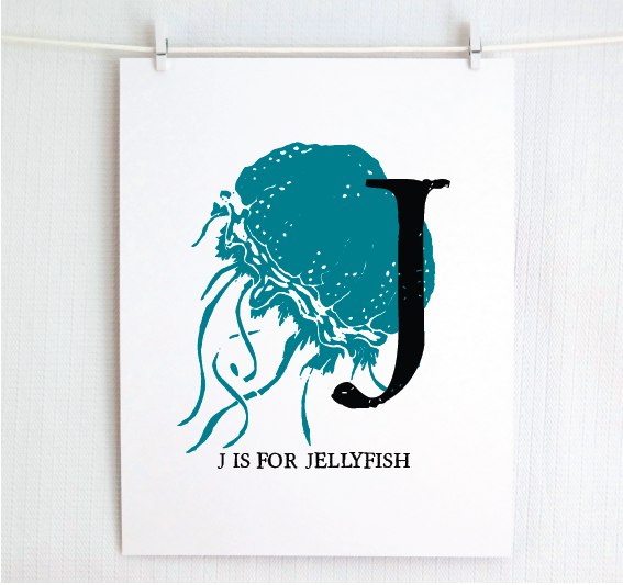 J is for Jellyfish Illustrated Print