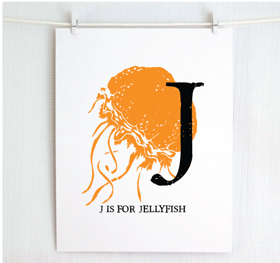 J is for Jellyfish Illustrated Print