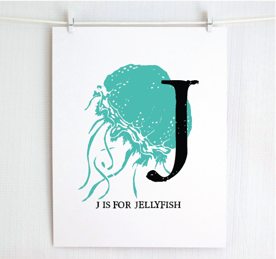 J is for Jellyfish Illustrated Print