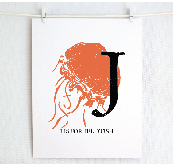 J is for Jellyfish Illustrated Print