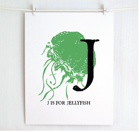 J is for Jellyfish Illustrated Print