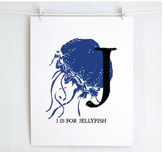 J is for Jellyfish Illustrated Print