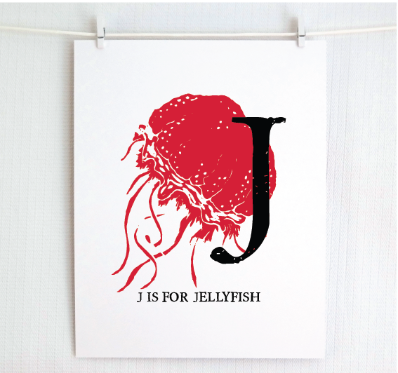 J is for Jellyfish Illustrated Print