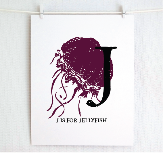 J is for Jellyfish Illustrated Print