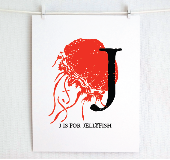 J is for Jellyfish Illustrated Print