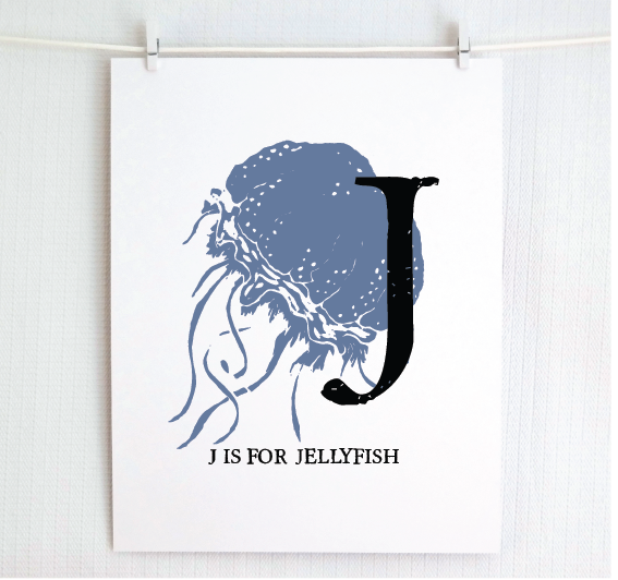 J is for Jellyfish Illustrated Print