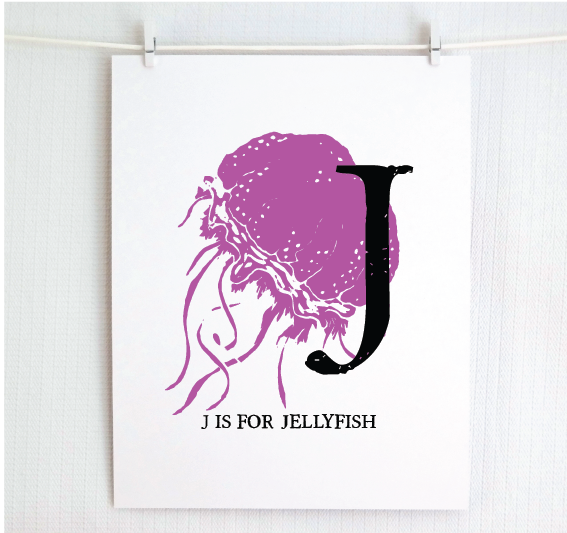 J is for Jellyfish Illustrated Print