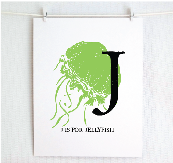 J is for Jellyfish Illustrated Print
