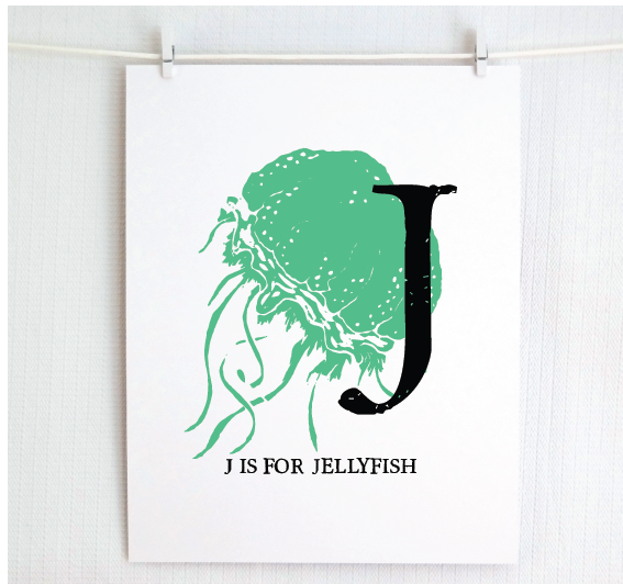 J is for Jellyfish Illustrated Print