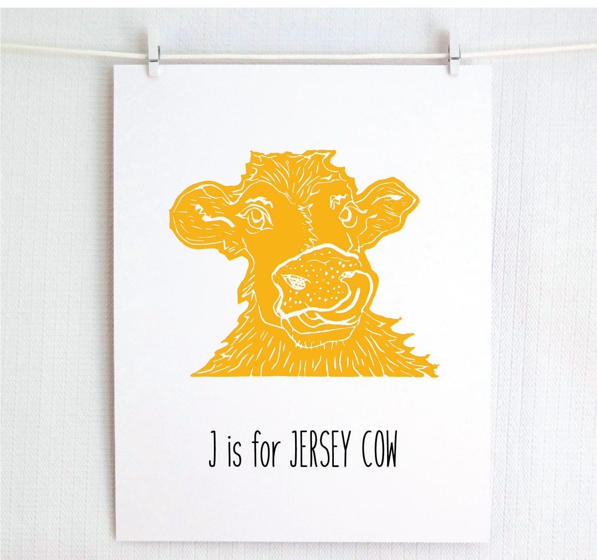 J is for Jersey Cow Illustrated Print
